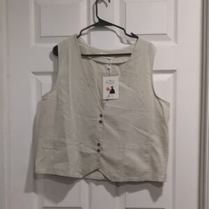 Women's Cream Sleeveless Top